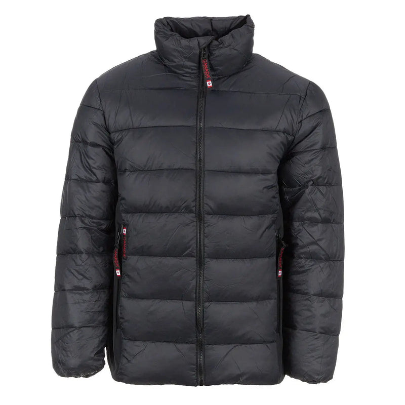 CANADA WEATHER GEAR MEN'S MIX MEDIA PUFFER, LARGE - BLACK/BLACK, OMCW378PZ - Like New