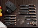 ODERFUN KNIFE BLOCK SET 15 PCS DISHWASHER SAFE KITCHEN KNIFE SET - BLACK ORANGE - Brand New