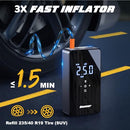 OEAEAR DUAL MOTOR TIRE INFLATOR PORTABLE AIR COMPRESSOR ,6000MAH ,150PSI - BLACK - Like New