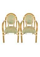 French Bistro Patio/Indoor Dining Chair 2 Pack, Beig/Green, CHIVARI - 2 CHAIRS - Like New