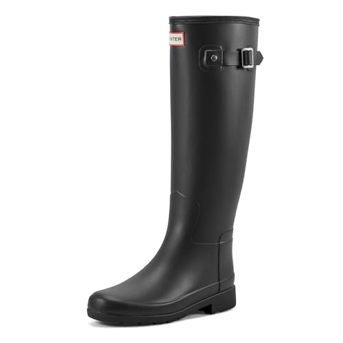 HUNTER WOMEN'S REFINED TALL RUBBER RAIN BOOT SIZE WOMEN 6 BLACK - Like New