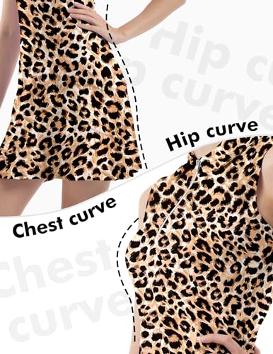FKEEP Women's Tennis Golf Dresses Zipper V-Neck Sport Golden Leopard Small - Brand New
