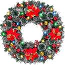 30 Inch Big Snowy Prelit Christmas Wreath 80 Color Lights B0BN2MYY2Y - Green - Brand New
