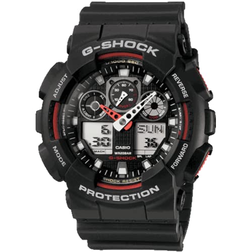 Casio G-Shock Ana-digi World Time Dial Men's watch #GA100-1A4ER - Black/Red Like New