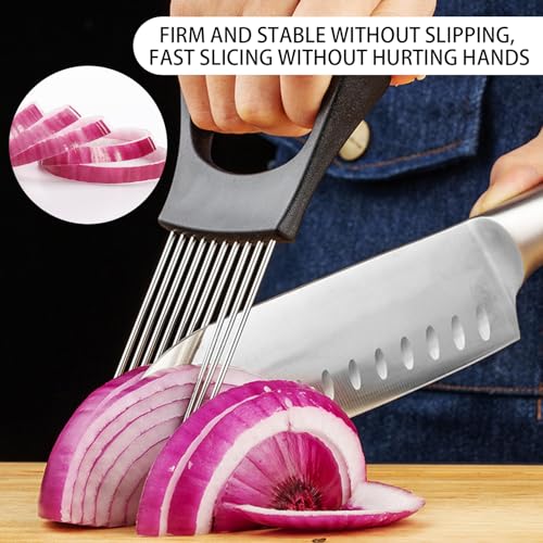 SLODKI STAINLESS STEEL ONION SLICE HOLDER/CHOPPER SLICING ASSISTANT TOOL - BLACK - Like New