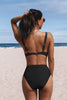 CUPSHE ENCOUNTER UNDER THE WAVES BANDED SCALLOPED BIKINI SET - MEDIUM - BLACK - Brand New