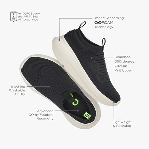 5078 OOFOS OOMY ZEN RECOVERY SHOE WOMEN 8 Chalk Black - Brand New