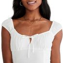 AEROPOSTALE WOMEN'S SMOCKED WAIST SHORT SLEEVE MINI DRESS MEDIUM WHITE - Brand New