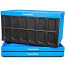 CLEVERMADE COLLAPSIBLE STORAGE BIN (WITH LID), 3PK 46L (12 GAL) - NEPTUNE BLUE - Like New