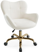 BESTERA VANITY CHAIR WITH WHEELS, CUTE HOME OFFICE DESK CHAIRS - WHITE/BROWN - Like New