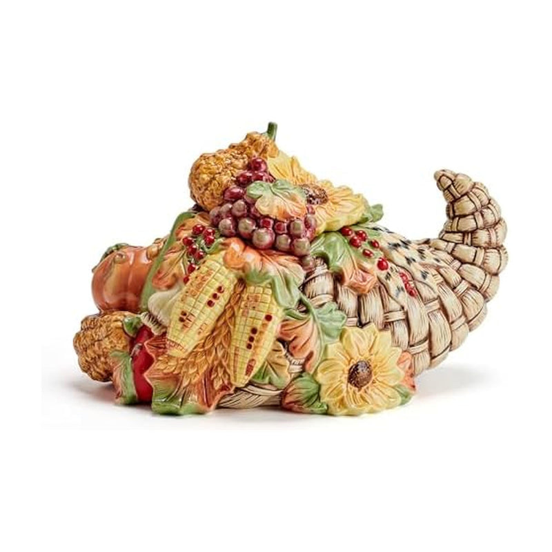 Fitz and Floyd Fall Harvest Cornucopia Cookie Jar Ceramic Figurine, 12 inch - Like New