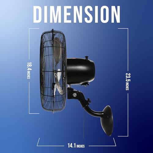 TORNADO PRO SERIES OSCILLATING WALL MOUNT FAN HIGH VELOCITY - BLACK - Like New