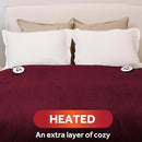 SUNBEAM ELECTRIC ROYAL LUXE MICROPLUSH HEATED BLANKET QUEEN - DARK CHERRY - Like New