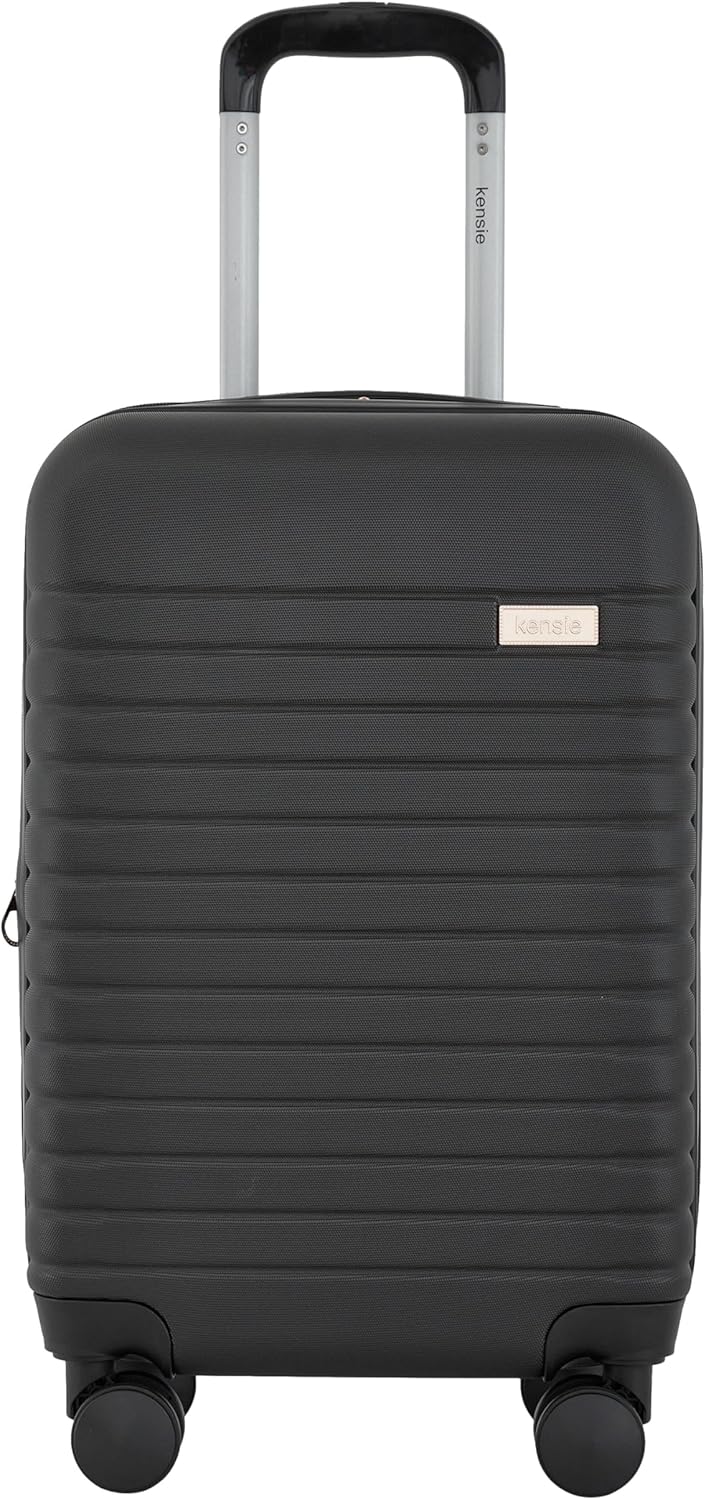 KENSIE 22" GRACEFUL HARDSIDE CARRY-ON LUGGAGE, EXPANDABLE - BLACK, ROSE GOLD - Brand New