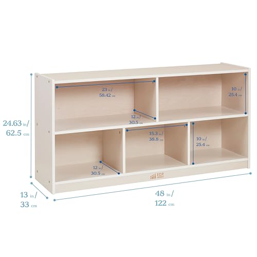 ECR4KIDS 5-COMPARTMENT MOBILE STORAGE CABINET, CLASSROOM FURNITURE WHITE WASH - Like New