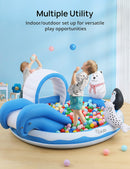 EVAJOY Inflatable Play Center Kiddie Pool with Slide for Children - Blue Like New