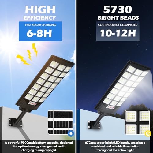 BRIGHTEVER SOLAR STREET LIGHTS OUTDOOR 32000LM 8500K WATERPROOF 2-PACK MESSAGE - Like New