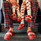 26117 DEARFOAMS TODDLER AND KIDS' LIL BEAR SLIPPER, TARTAN PLAID, SIZE YOUTH 13 - Brand New
