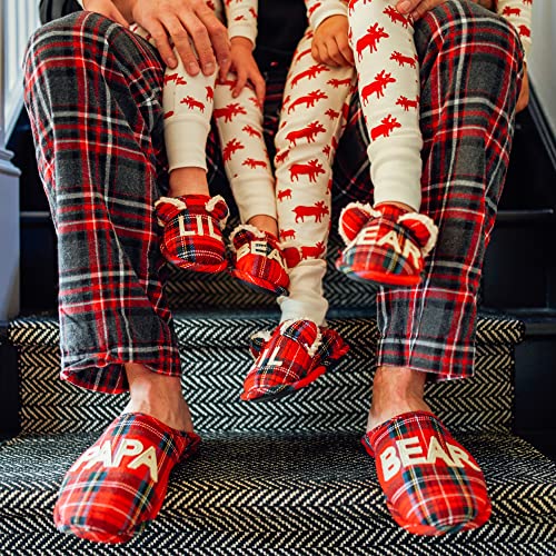 26117 DEARFOAMS TODDLER AND KIDS' LIL BEAR SLIPPER, TARTAN PLAID, SIZE YOUTH 13 - Brand New