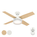 HUNTER FAN 44 CONTEMPORARY CEILING FAN LED LIGHT REMOTE CC5C92C46 - Fresh White - Like New