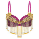 OYOLAN WOMENS SPARKLY SEQUINS BELLY DANCE TOPS BEADED BRA - 36/80 - HOT PINK - Like New