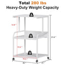 EasyCom Printer Stand- Large 3 Tier Printer Table with Wheels B0CFCPTJTY - White - Brand New