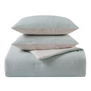 KATHY IRELAND 3-PIECE WAFFLE DOWN ALTERNATIVE COMFORTER SET, QUEEN - LIGHT BLUE - Brand New