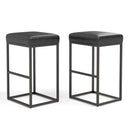 ALPHA HOME FAUX LEATHER BAR STOOLS, BLACK, SET OF 2 STOOLS - BLACK - Like New