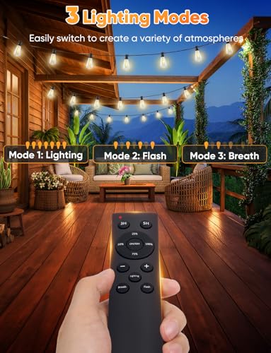 Brightever 120FT LED Outdoor String Lights with Remote, Patio Light - Brand New