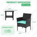 FDW 3 PIECE OUTDOOR FURNITURE PATIO WICKER CHAIRS BISTRO BACKYARD - BLUE - Like New