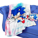 JUST FUNKY Sonic The Hedgehog Tie-Dye 45 x 60 Inch Fleece Throw Blanket & Pillow - Brand New