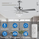YYEHON 52" Chandelier Fan with Lights, Remote, Ceiling Fan, B0B915FYFY - Black - Brand New