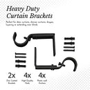 AAZHAN ADJUSTABLE CURTAIN ROD BRACKET-2 PCS - BLACK - Brand New