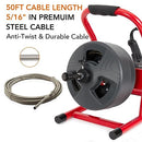 PioneerWorks 50Ft x 5/16" Drain Cleaner Machine Drain Auger Pro 3/4" - 3" Pipes - Brand New