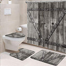 4 Pcs Rustic Shower Curtain Set Wooden Barn Shower Curtain Fabric - Brand New