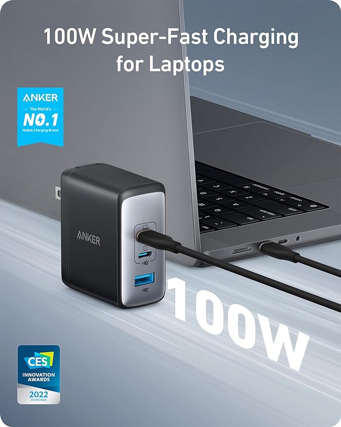 Anker 100W USB C Charger Block GaN II 3 Port Fast Compact A2145 - Scratch & Dent