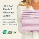 CGK Unlimited Sheet Set & Pillowcase Bedding Bundle Full Size - Light Pink - Like New