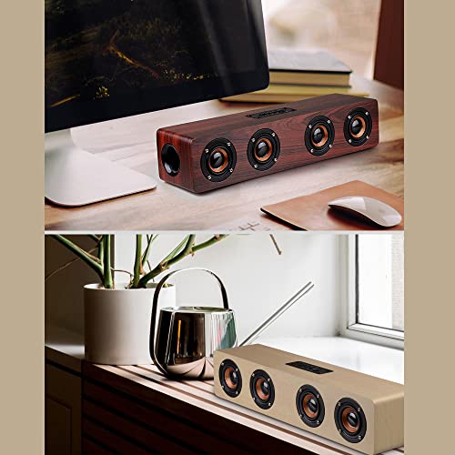 GENERIC W8 WOODEN WIRELESS HEAVY BASS SPEAKER SUBWOOFER SOUNDBAR -RED - Like New