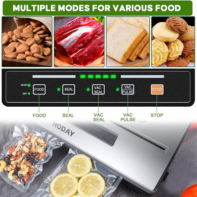 HODAY Vacuum Sealer Machine Food Sealer with Built-in Cutter VS2201 - SILVER - Like New