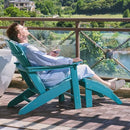 OTSUN Adirondack Chair, Large Lawn Chair, Outdoor Chair w/ Durability - Blue - Like New