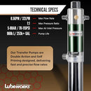 LUBEWORKS Oil Transfer Drum Pump Double Action 1:1 - GREEN/SILVER Like New