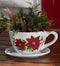 801946228967 WIND & WEATHER TEA CUP PLANTER & SAUCER POINSETTIA Like New