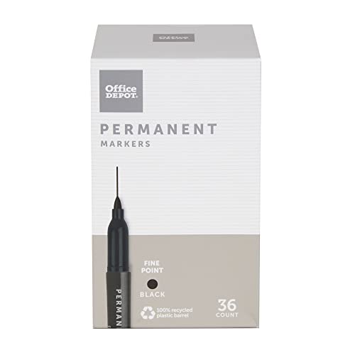 OFFICE DEPOT BRAND PERMANENT MARKERS FINE POINT 100% RECYCLED PLASTIC BARREL - Like New