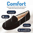 Floopi Women Slippers Moccasins, Faux Fur & Cozy Foam, Size WOMEN 11 - BLACK - Brand New