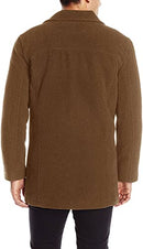 COLE HAAN MENS BUTTON UP WOOL PLUSH CAR COAT - SIZE: MEN L - CAMEL - Brand New