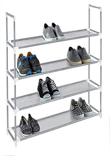 STORAGE SOLUTIONS GRAY 4 TIER PLASTIC SHOE RACK AND STORAGE CLOSET - GREY - Like New
