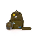 LOCKER CLUB KIDS' 16L NYLON BACKPACK WITH HEADPHONE PENCIL POUCH - OLIVE GREEN - Brand New