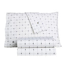 LACOSTE SLICE 100% COTTON PERCALE SHEET SET, FULL - WHITE/NAVY - Brand New