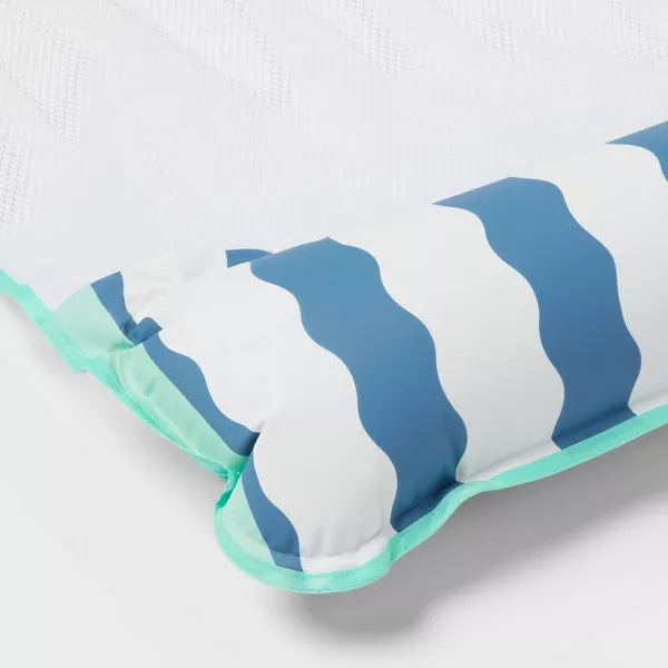 SUN SQUAD WATER HAMMOCK POOL LOUNGER - TEAL/BLUE/WHITE (BLUE STRIPES) - Like New
