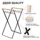 HXYKYY Trash Rack, Portable Iron Rubber Wood Bag Holder 18.9"x9.8"x12.5" - Black - Brand New